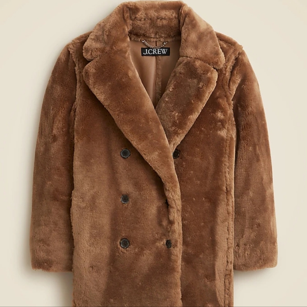 J. Crew Women's Brown Faux Fur Coat